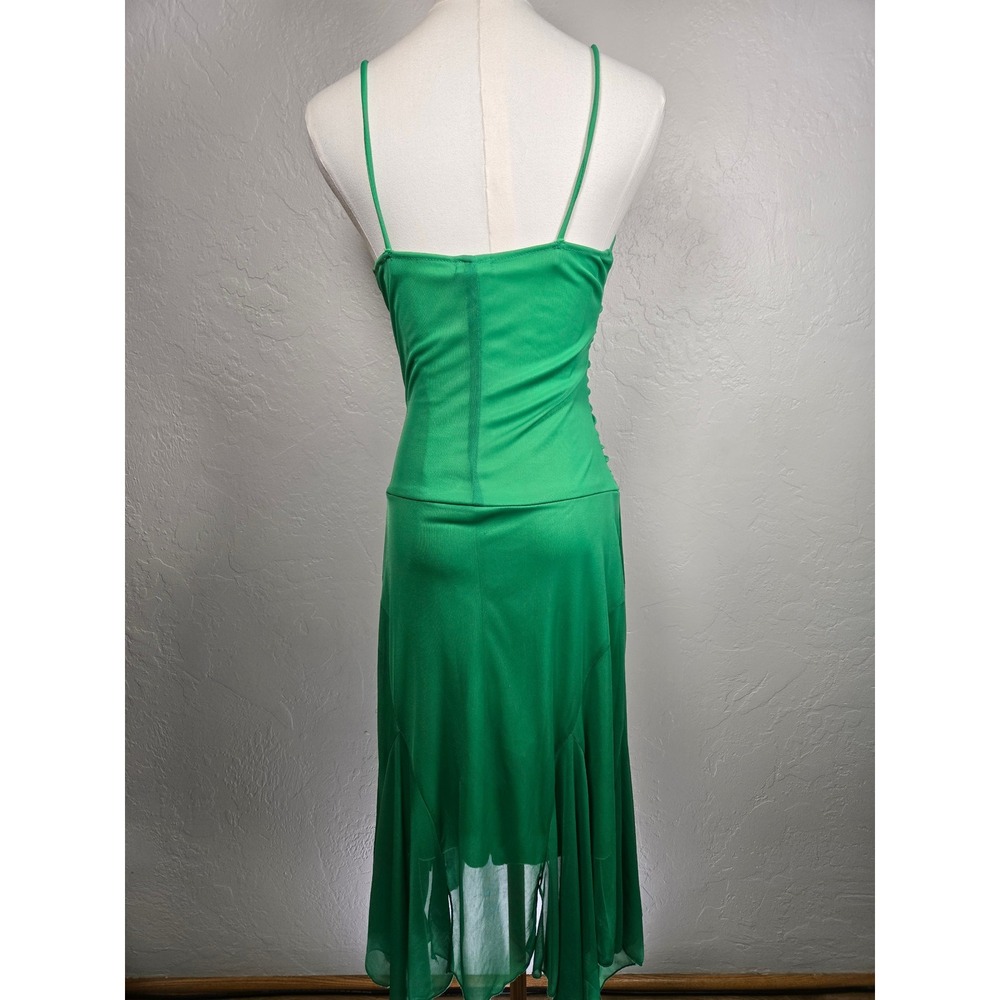 Y2K Green Spaghetti‎ Strap Dress Ruched Ruby Rox size small - Picture 3 of 7